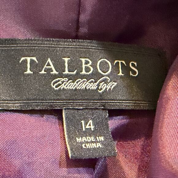 Talbots Velvet Blazer Jacket Size 14 Purple 1 Button Long Sleeve Lined Pockets - Picture 7 of 8